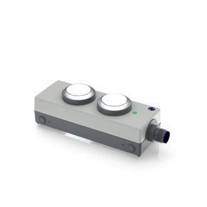 RAFI 1242000010000 | E-BOX IO-LINK, 2 Leuchtdrucktaster, tastend, Frontring silbermetallic, 2 S, Blende farblos