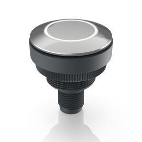 RAFI 1110118010200 | RAMO 30 T M12, Bund rund, Ringausleuchtung, tastend, Frontring Edelstahl, Farbe transparent, 1 S, Blende Edelstahl