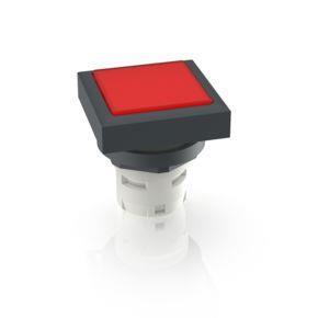 RAFI 1300702011306 | RAFIX 16, Leuchtdrucktaster, flache Blende, Bund quadratisch anreihbar, Blende rot