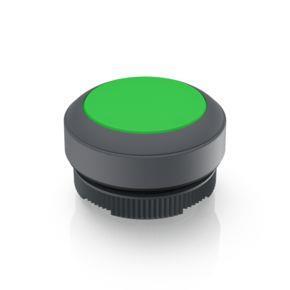 RAFI 1302700012507 | RAFIX 22 FS + , Leuchtdrucktaster, Blende flach, Bund rund, tastend, Frontring schiefergrau, Blende grün