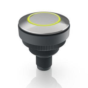 RAFI 1110118010400 | RAMO 30 T M12, Bund rund, Ringausleuchtung, tastend, Frontring Edelstahl, Farbe gelb, 1 S, Blende Edelstahl