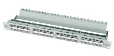 Telegärtner 100007036 | 19"-Durchführungspanel mit 48x AMJ-Kupplung Cat.6 (4x12), 1 HE, RAL7035 grau