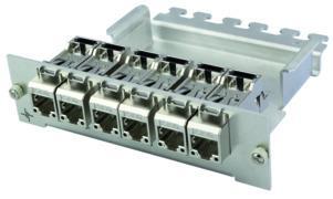 Telegärtner 100006985 | 3 HE/7 TE Modulträger, inkl. 6 AMJ-S Module Cat.6A(IEC) T568A, Aluminium