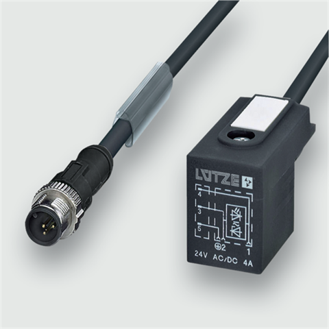 Lütze 439010 | STG3-M12/LZ-BI 0° 1,0M PUR Ventilstecker Verbindungsleitung