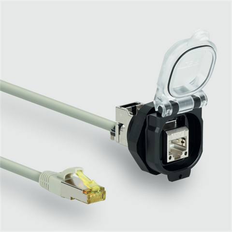 Lütze 493081.0150 | RJ45 F/M 180° 1,5m PVC CAT.6A PC Wanddurchführung / Schnittstellenmodul / Schnittstellenmodul