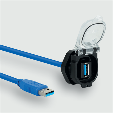 Lütze 493113.0050 | USB-3.0 A/A F/M 180° 0,5m PVC PC Wanddurchführung / USB / USB