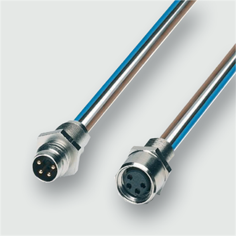 Lütze 490061 | KUGE-M8 4pol. 0,5m Litze Wanddurchführung / M 8 / M 8