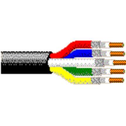Belden Cable 7789A B59500 | Digitales Koaxialkabel, Riser-CMR, 5-Sub-Miniatur 23 AWG, massive blanke Kupferleiter, HDPE-Schaumkern, Duofoil® +95 % verzinntes Kupfergeflecht, PVC-Mantel