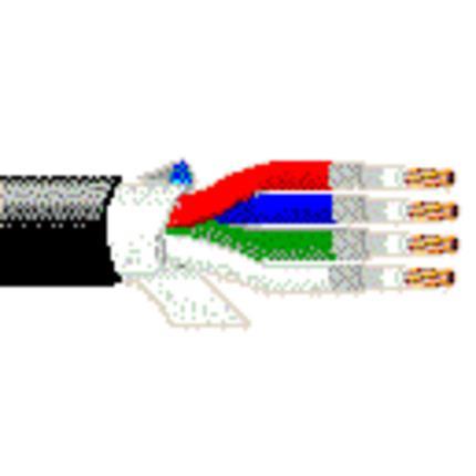 Belden Cable 1407B J5C1000 | RGB-Video-Koaxialkabel, 4–26 AWG verseilte blanke Kupferleiter, Isolierung aus HDPE-Schaum, Duofoil® +95 % verzinnter Kupfergeflechtschirm, innere PVC-Ummantelung, flexible PVC-Ummantelung