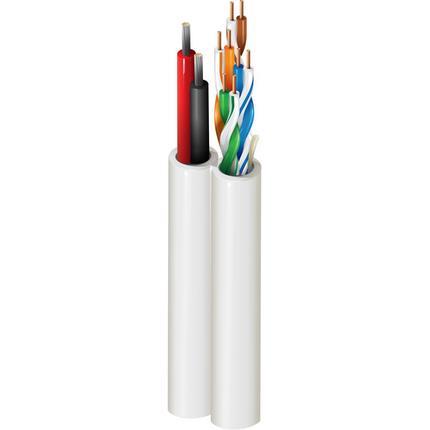 Belden Cable 5288US 0091000 | PTZ-Kabel (Steuerung + Stromversorgung), Riser-CMR, Cat5e 4–24 AWG massive blanke Kupferdatenpaare mit Polyolefin-Isolierung, 2–16 AWG verseilte blanke Kupferleiter mit PVC-Isolierung, siamesischer PVC-Mantel