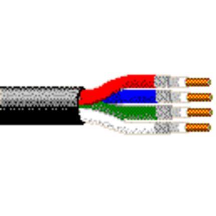 Belden Cable 7795A B591000 | Digitales Koaxialkabel, Riser-CMR, 4-RG59 20 AWG, massive blanke Kupferleiter, HDPE-Schaumkern, Duofoil® +95 % verzinntes Kupfergeflecht, PVC-Mantel