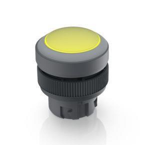 RAFI 1302400051408 | RAFIX 22 QR, Leuchtdrucktaster mit Schutzkappe, Blende flach, Bund rund, tastend, Frontring lichtgrau, Blende gelb