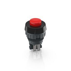 RAFI 1100010110301 | Drucktaster, 15.2 mm, Flachstecker, tastend, 1 S, Blende rot