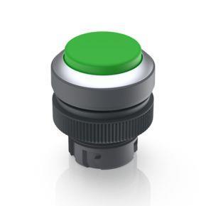 RAFI 1302402211500 | RAFIX 22 QR, Leuchtdrucktaster, Blende vorstehend, Bund rund, tastend, Frontring silbermetallic, Blende grün