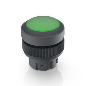 RAFI 1302400051501 | RAFIX 22 QR, Leuchtdrucktaster mit Schutzkappe, Blende flach, Bund rund, tastend, Frontring schwarz, Blende grün