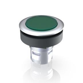 RAFI 1300902620500 | RAFIX 16 F, Drucktaster, Blende flach, Bund rund, Frontring silbermetallic, Blende grün