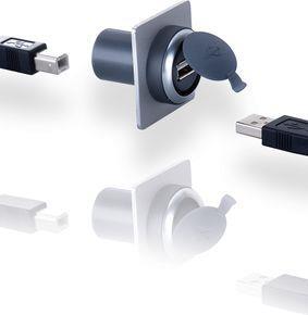 RAFI 1302790010707 | RAFIX 22 FS + , USB-Durchführung, Bund rund, Frontring schiefergrau, USB 2.0 Typ B
