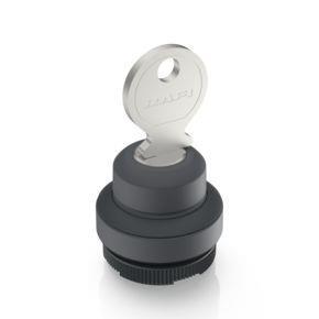RAFI 1302755010100 | RAFIX 22 FS + , Schlüsselschalter kompakt, Bund rund, Frontring schwarz, 1 x 90°, 1 x 40°, tastend / rastend, Abzugsstellung 0