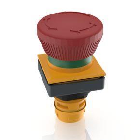 RAFI 1300940010300 | RAFIX 16 F, Not-Halt-Taster, Bund quadratisch, Rückstellung durch Drehen, Pilzkopf rot