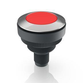 RAFI 1110110010330 | RAMO 30 T M12, Bund rund, tastend, Frontring Edelstahl, 1 S, Blende rot