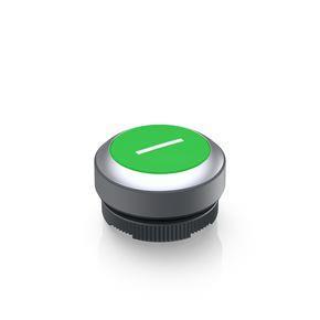 RAFI 1302705222500 | RAFIX 22 FS + , Leuchtdrucktaster, Blende flach, Bund rund, tastend, Frontring silbermetallic, Blende grün, Beschriftung I