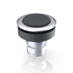RAFI 1300902620100 | RAFIX 16 F, Drucktaster, Blende flach, Bund rund, Frontring silbermetallic, Blende schwarz