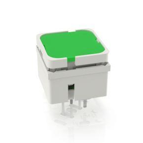 RAFI 3142007420000 | RF 15 H, Silber, Vollausleuchtung 2 LED, 2,9 ± 0,6 N, Leuchtmittel grün, Blende grün, 1 S