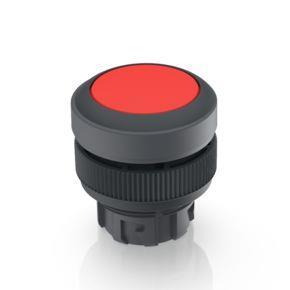 RAFI 1302401110301 | RAFIX 22 QR, Drucktaster, Blende flach, Bund rund, rastend, Frontring schwarz, Blende rot