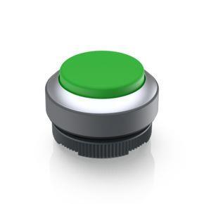 RAFI 1302702212500 | RAFIX 22 FS + , Leuchtdrucktaster, Blende vorstehend, Bund rund, tastend, Frontring silbermetallic, Blende grün