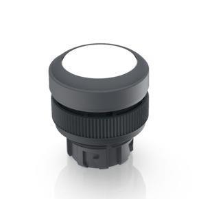 RAFI 1302401010207 | RAFIX 22 QR, Drucktaster, Blende flach, Bund rund, tastend, Frontring schiefergrau, Blende weiß