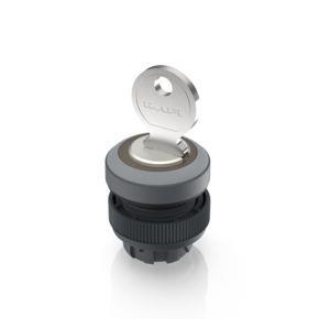 RAFI 1302450010800 | RAFIX 22 QR, Schlüsselschalter, Bund rund, Frontring lichtgrau, 1 x 40°, tastend, Abzugsstellung 0