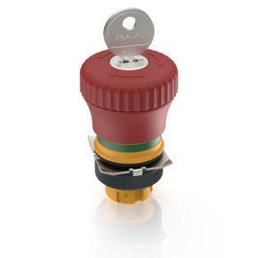 RAFI 1302437010300 | RAFIX 22 QR, Not-Halt, mit Schloss, Rückstellung durch Drehen, Pilzkopf rot, Pfeile rot