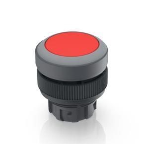 RAFI 1302401010308 | RAFIX 22 QR, Drucktaster, Blende flach, Bund rund, tastend, Frontring lichtgrau, Blende rot