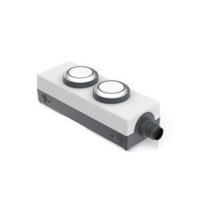 RAFI 1223923922200 | E-BOX M12, 2 Leuchtdrucktaster FLEXLAB, Frontring silbermetallic, 2 S