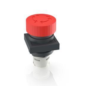 RAFI 1300745010304 | RAFIX 16, Not-Halt, Bund quadratisch, Rückstellung durch Drehen, Pilzkopf rot