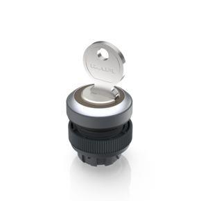 RAFI 1302450040000 | RAFIX 22 QR, Schlüsselschalter, Bund rund, Frontring silbermetallic, 1 x 40°, tastend, Abzugsstellung 0