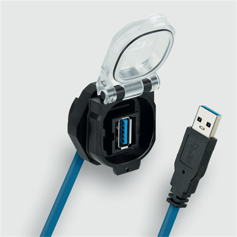 Lütze 493114.0300 | USB-3.0 A/A F/M 90° 3,0m PVC PC Wanddurchführung / USB / USB