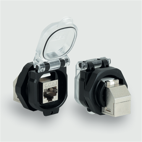 Lütze 493079 | RJ45 F/F 90° Cat.6A PC Wanddurchführung / Schnittstellenmodul / Schnittstellenmodul