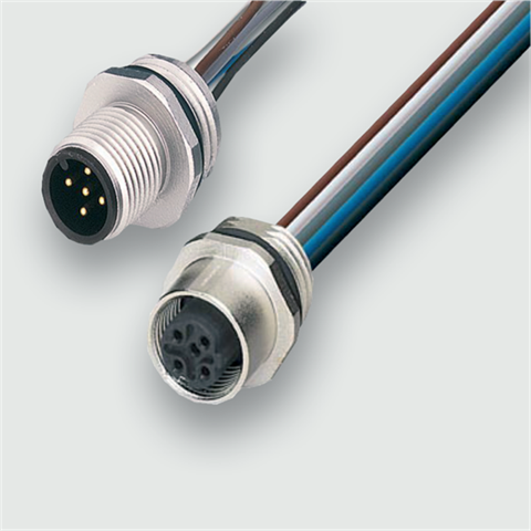 Lütze 490065 | KUGE-M12 5pol. 0,5m Litze Wanddurchführung / M 12 / M 12